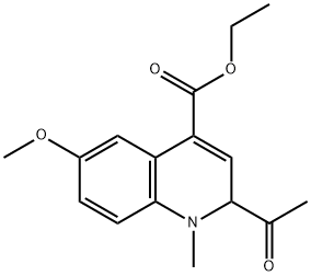 Ethyl 2-acetyl-6-methoxy-1-methyl-1,2-dihydroquinoline-4-carboxylate Struktur