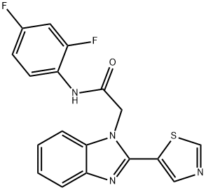 N-(2,4-二氟苯基)-2-[2-(1,3-噻唑-5-基)-1H-1,3-苯并二唑-1-基]乙酰胺, 695223-53-1, 结构式