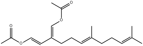 1,3-Butadiene-1,4-diol, 2-[(3E)-4,8-dimethyl-3,7-nonadienyl]-, diacetate, (1E,3E)- (9CI),69625-33-8,结构式