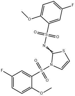 (NZ)-5-fluoro-N-[3-(5-fluoro-2-methoxyphenyl)sulfonyl-1,3-thiazol-2-ylidene]-2-methoxybenzenesulfonamide Structure
