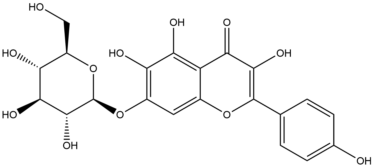 4H-1-Benzopyran-4-one, 7-(β-D-glucopyranosyloxy)-3,5,6-trihydroxy-2-(4-hydroxyphenyl)-|6-甲氧基山奈酚-7-O-Β-D- 葡萄糖苷