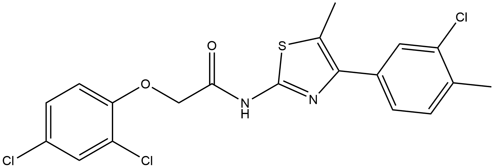 N-[4-(3-Chloro-4-methylphenyl)-5-methyl-2-thiazolyl]-2-(2,4-dichlorophenoxy)acetamide 结构式