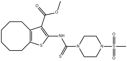 methyl 2-(4-(methylsulfonyl)piperazine-1-carbothioamido)-4,5,6,7,8,9-hexahydrocycloocta[b]thiophene-3-carboxylate Structure