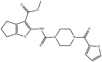 methyl 2-(4-(furan-2-carbonyl)piperazine-1-carbothioamido)-5,6-dihydro-4H-cyclopenta[b]thiophene-3-carboxylate Structure