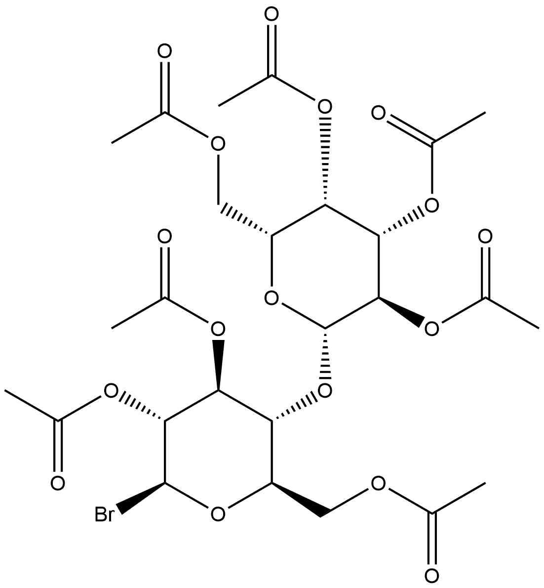 β-D-Glucopyranosyl bromide, 4-O-(2,3,4,6-tetra-O-acetyl-β-D-galactopyranosyl)-, 2,3,6-triacetate Struktur