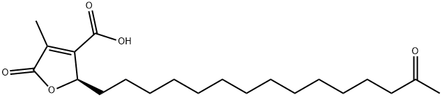 3-Furancarboxylic acid, 2,5-dihydro-4-methyl-5-oxo-2-(14-oxopentadecyl)-, (2R)- Struktur
