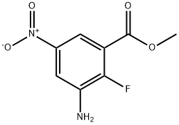 Benzoic acid, 3-amino-2-fluoro-5-nitro-, methyl ester 化学構造式