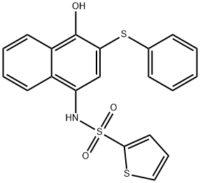 2-Thiophenesulfonamide, N-[4-hydroxy-3-(phenylthio)-1-naphthalenyl]- 结构式