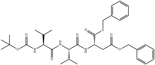 L-Aspartic acid, N-[N-[N-[(1,1-dimethylethoxy)carbonyl]-L-valyl]-L-valyl]-, bis(phenylmethyl) ester (9CI) Structure