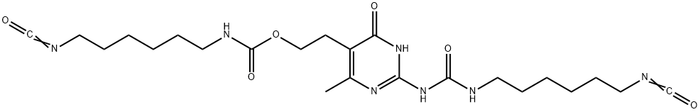 Carbamic acid, N-(6-isocyanatohexyl)-, 2-[1,6-dihydro-2-[[[(6-isocyanatohexyl)amino]carbonyl]amino]-4-methyl-6-oxo-5-pyrimidinyl]ethyl ester Struktur