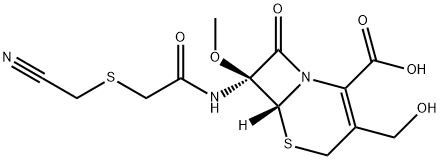 Cefmetazole impurity 9/(6R-cis)-7-[[[(Cyanomethyl)thio]acetyl]amino]-3-(hydroxymethyl)-7-methoxy-8-oxo-5-thia-1-azabicyclo[4.2.0]oct-2-ene-2-carboxylic Acid Struktur