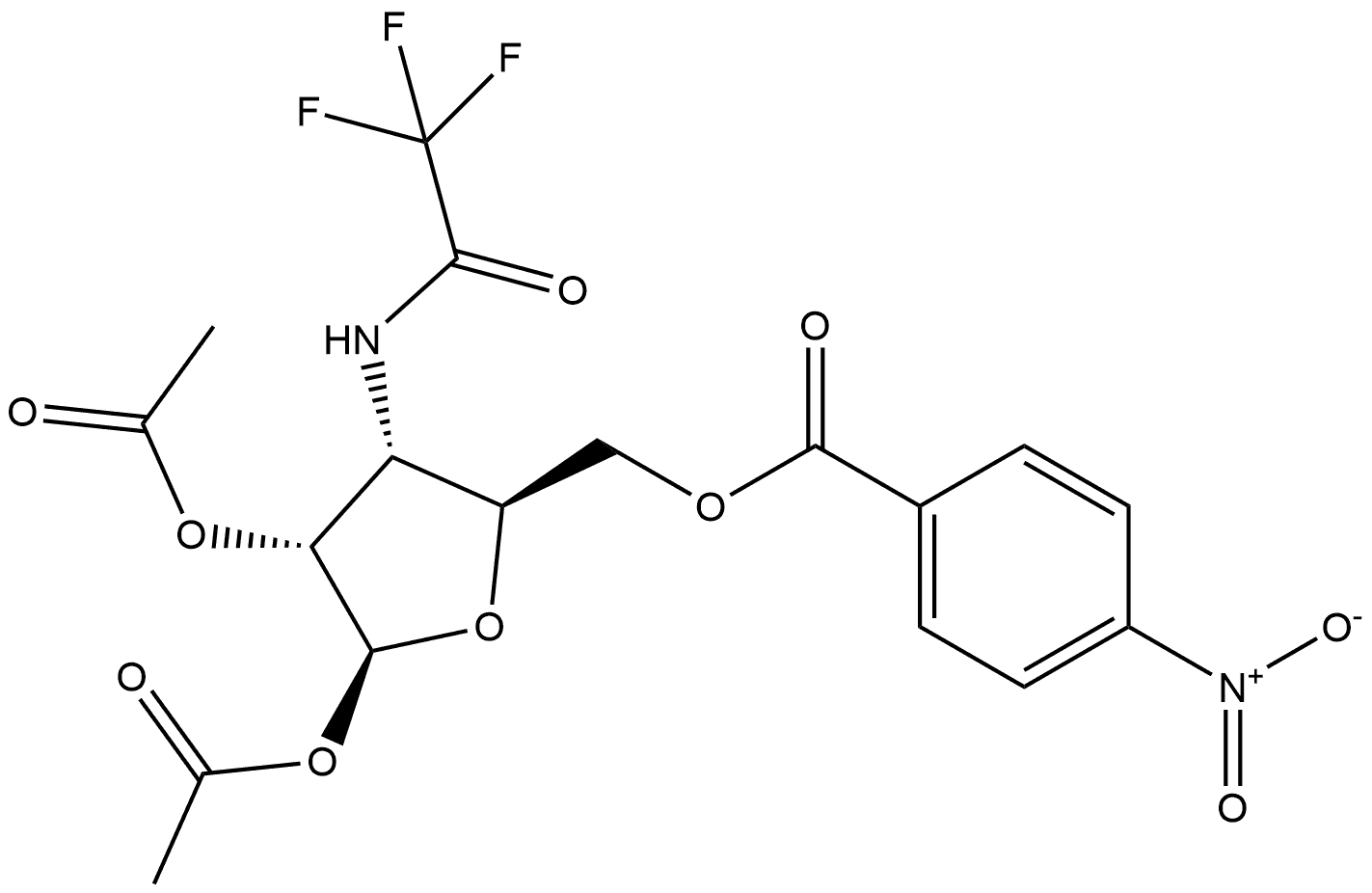 β-D-Ribofuranose, 3-deoxy-3-[(trifluoroacetyl)amino]-, 1,2-diacetate 5-(4-nitrobenzoate) (9CI) Structure
