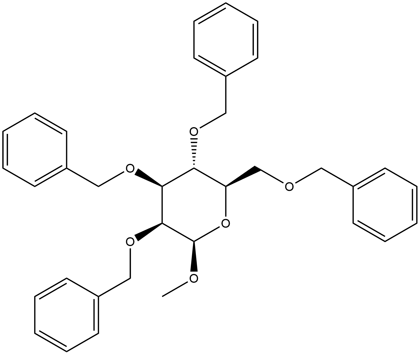 β-D-Mannopyranoside, methyl 2,3,4,6-tetrakis-O-(phenylmethyl)- 结构式