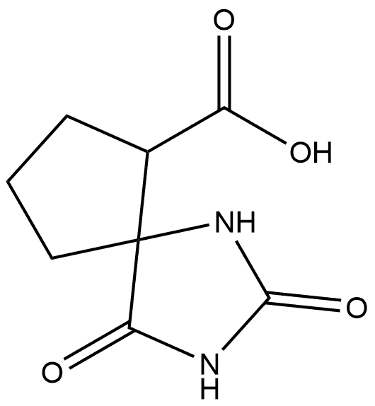 2,4-Dioxo-1,3-diazaspiro[4.4]nonane-6-carboxylic acid 化学構造式
