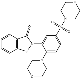 2-[2-(morpholin-4-yl)-5-(morpholine-4-sulfonyl)phenyl]-2,3-dihydro-1,2-benzothiazol-3-one 结构式