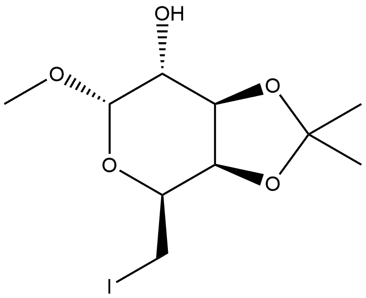 α-D-Galactopyranoside, methyl 6-deoxy-6-iodo-3,4-O-(1-methylethylidene)- Structure