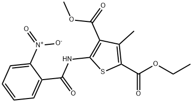 2-O-ethyl 4-O-methyl 3-methyl-5-[(2-nitrobenzoyl)amino]thiophene-2,4-dicarboxylate Structure