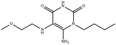 6-amino-1-butyl-5-[(2-methoxyethyl)amino]-1,2,3,4-tetrahydropyrimidine-2,4-dione Structure