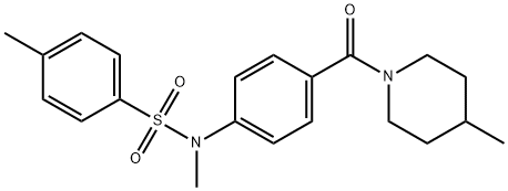 N,4-dimethyl-N-{4-[(4-methyl-1-piperidinyl)carbonyl]phenyl}benzenesulfonamide 化学構造式