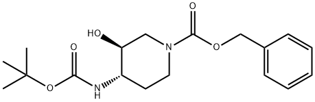 benzyl (3S,4S)-4-((tert-butoxycarbonyl)amino)-3-hydroxypiperidine-1-carboxylate 化学構造式