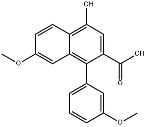 4-Hydroxy-7-methoxy-1-(3-methoxyphenyl)-2-naphthoic acid Struktur