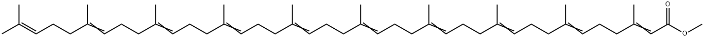 3,7,11,15,19,23,27,31,35,39-Decamethyl-2,6,10,14,18,22,26,30,34,38-tetracontadecenoic acid methyl ester 结构式