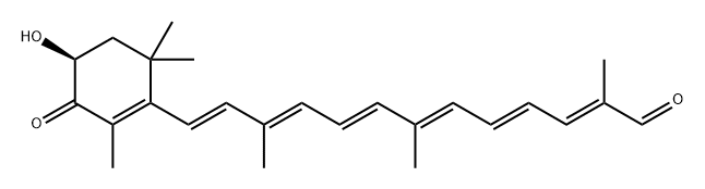 2,4,6,8,10,12-Tridecahexaenal, 13-[(4S)-4-hydroxy-2,6,6-trimethyl-3-oxo-1-cyclohexen-1-yl]-2,7,11-trimethyl-, (2E,4E,6E,8E,10E,12E)- Structure