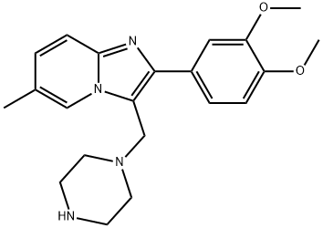 Imidazo[1,2-a]pyridine, 2-(3,4-dimethoxyphenyl)-6-methyl-3-(1-piperazinylmethyl)- Structure