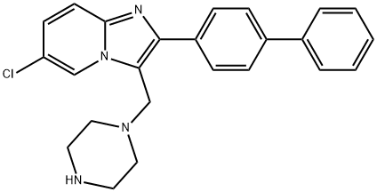 Imidazo[1,2-a]pyridine, 2-[1,1'-biphenyl]-4-yl-6-chloro-3-(1-piperazinylmethyl)-,727976-25-2,结构式