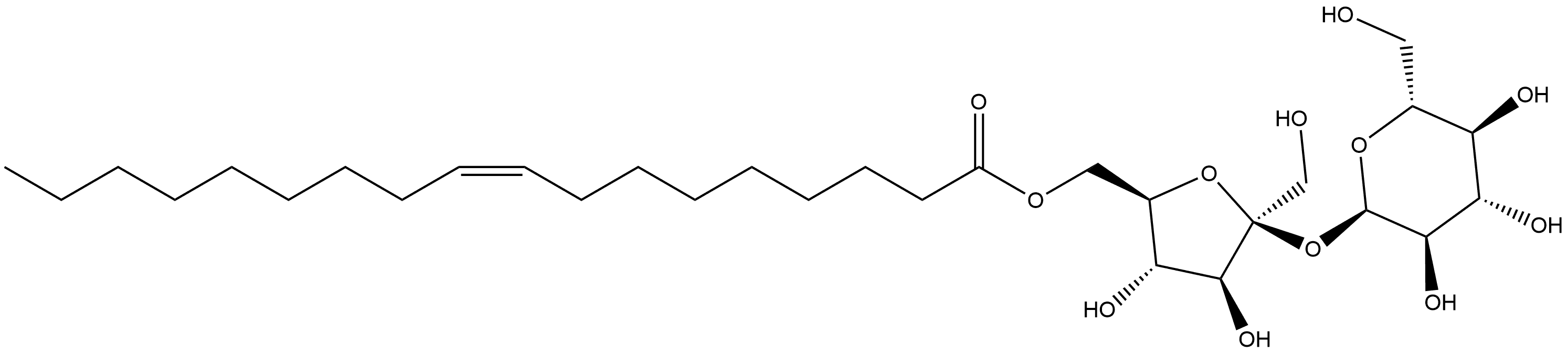 α-D-Glucopyranoside, 6-O-[(9Z)-1-oxo-9-octadecen-1-yl]-β-D-fructofuranosyl Structure
