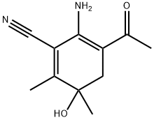 1,5-Cyclohexadiene-1-carbonitrile, 5-acetyl-6-amino-3-hydroxy-2,3-dimethyl- 结构式