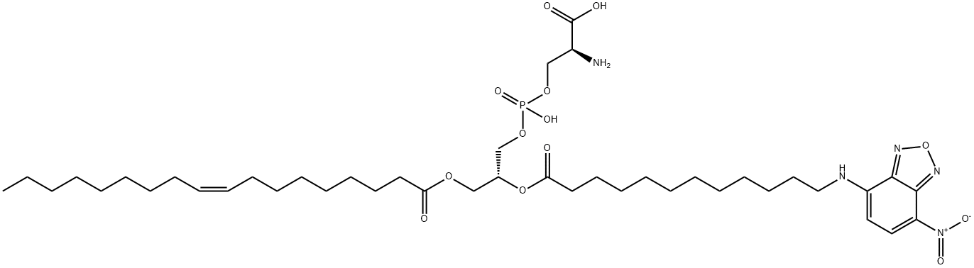 1-油酰基-2-[12-[(7-硝基-2,1,3-苯并恶二唑-4-基)氨基]十二烷酰基]-SN-甘油-3-磷酸-L-丝氨酸, 733730-29-5, 结构式