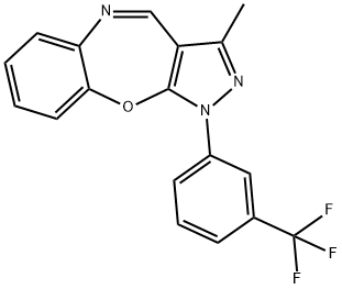 1H-Pyrazolo[3,4-b][1,5]benzoxazepine, 3-methyl-1-[3-(trifluoromethyl)phenyl]-,736153-37-0,结构式