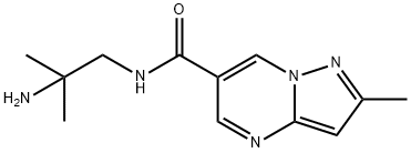 N-(2-アミノ-2-メチルプロピル)-2-メチルピラゾロ[1,5-a]ピリミジン-6-カルボキサミド 化学構造式
