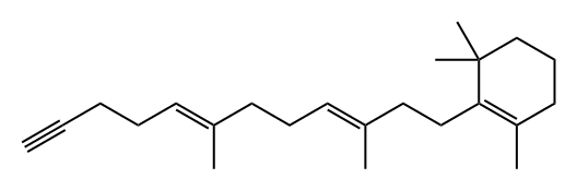 Cyclohexene, 2-[(3E,7E)-3,7-dimethyl-3,7-dodecadien-11-yn-1-yl]-1,3,3-trimethyl-,74133-12-3,结构式