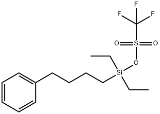 Methanesulfonic acid, 1,1,1-trifluoro-, diethyl(4-phenylbutyl)silyl ester Struktur