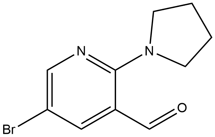 5-Bromo-2-(1-pyrrolidinyl)-3-pyridinecarboxaldehyde 化学構造式