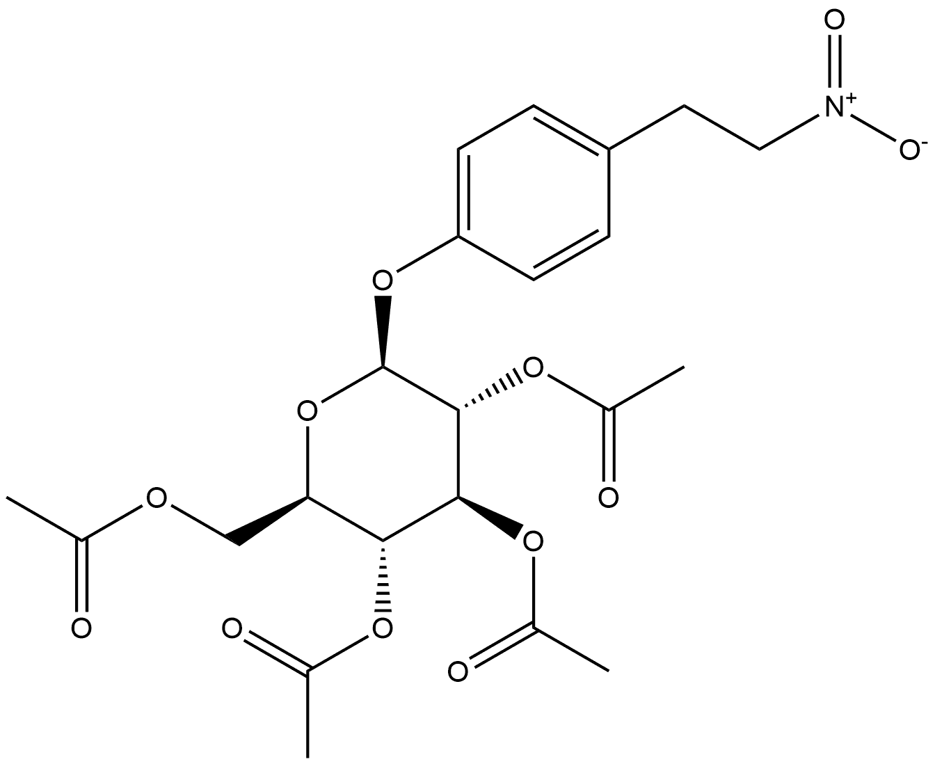 β-D-Glucopyranoside, 4-(2-nitroethyl)phenyl, 2,3,4,6-tetraacetate Struktur