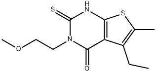 Thieno[2,3-d]pyrimidin-4(1H)-one, 5-ethyl-2,3-dihydro-3-(2-methoxyethyl)-6-methyl-2-thioxo- Struktur