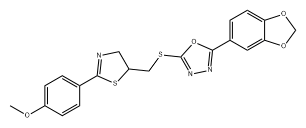1,3,4-Oxadiazole, 2-(1,3-benzodioxol-5-yl)-5-[[[4,5-dihydro-2-(4-methoxyphenyl)-5-thiazolyl]methyl]thio]- Structure