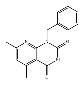 Pyrido[2,3-d]pyrimidine-2,4(1H,3H)-dione, 5,7-dimethyl-1-(phenylmethyl)- 结构式