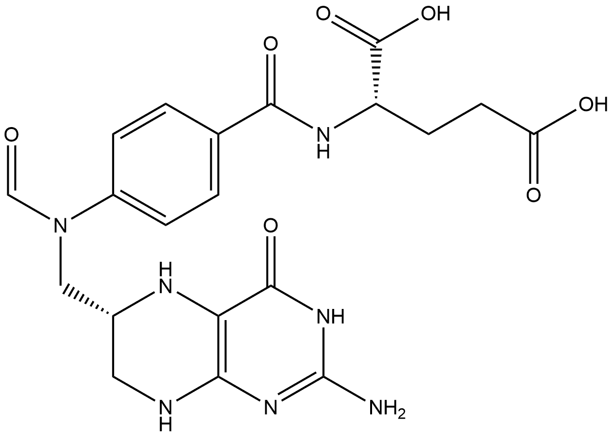 N-((S)-10-formyl-5,6,7,8-tetrahydro-pteroyl)-L-glutamic acid 结构式