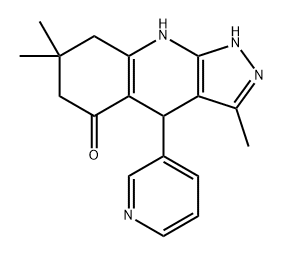 5H-Pyrazolo[3,4-b]quinolin-5-one, 1,4,6,7,8,9-hexahydro-3,7,7-trimethyl-4-(3-pyridinyl)-|3,7,7-三甲基-4-吡啶-3-基-6,7,8,9-四氢吡唑并[1,3-B]喹啉-4(5H)酮