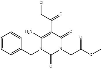 甲基2-(4-氨基-3-苄基-5-(2-氯乙酰基)-2,6-二氧代-3,6-二氢嘧啶-1(2H)-基)乙酸酯, 749219-02-1, 结构式