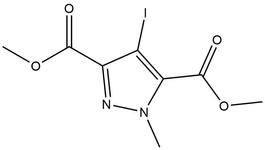 dimethyl 4-iodo-1-methyl-1H-pyrazole-3,5-dicarboxylate 化学構造式
