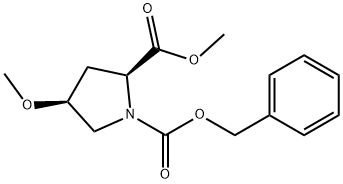 2-Methyl 1-(phenylmethyl) (2S,4S)-4-methoxy-1,2-pyrrolidinedicarboxylate 化学構造式