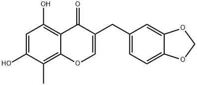 4H-1-Benzopyran-4-one, 3-(1,3-benzodioxol-5-ylmethyl)-5,7-dihydroxy-8-methyl-,75239-61-1,结构式