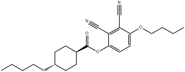 Cyclohexanecarboxylic acid, 4-pentyl-, 4-butoxy-2,3-dicyanophenyl ester, trans- Struktur