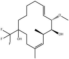 3,12-Cyclotetradecadiene-1,7-diol, 14-methoxy-2,4-dimethyl-7-(trifluoromethyl)-, (1S,2R,3Z,12E,14S)- Structure
