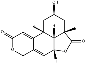 3β,6β,17-Trihydroxy-13,14,15,16-tetranorlabda-7,9(11)-diene-12,19-dioic acid 12,17:19,6-dilactone Struktur